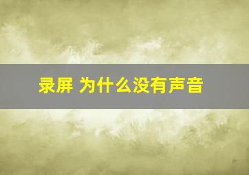 录屏 为什么没有声音